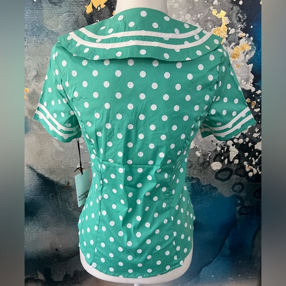 Unique Vintage | Polka Dot Bow Top - Picture 7 of 9